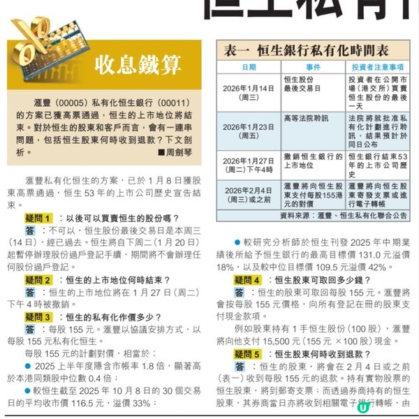 恒生私有化十問十答