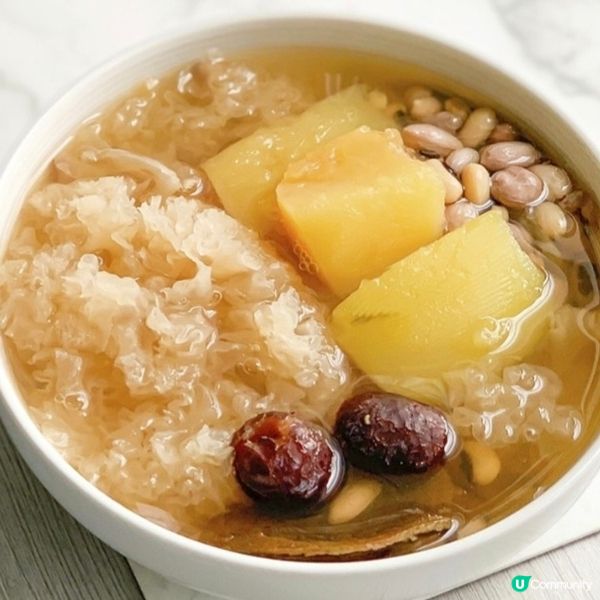 花生眉豆木瓜雪耳湯

