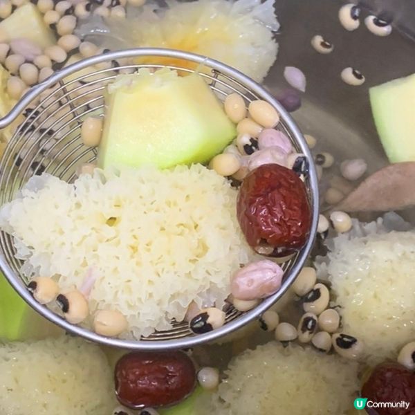 花生眉豆木瓜雪耳湯

