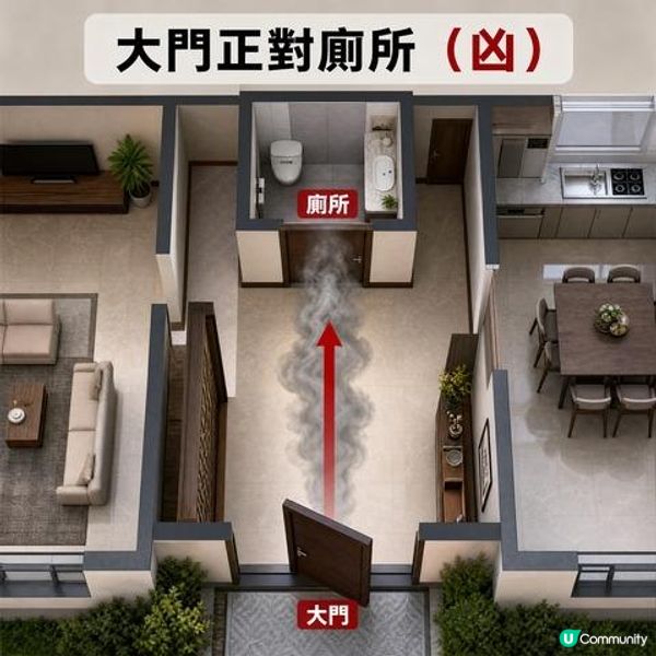 住宅家居風水—門正對廁所 ｜ 香港風水師陳法齊師傅