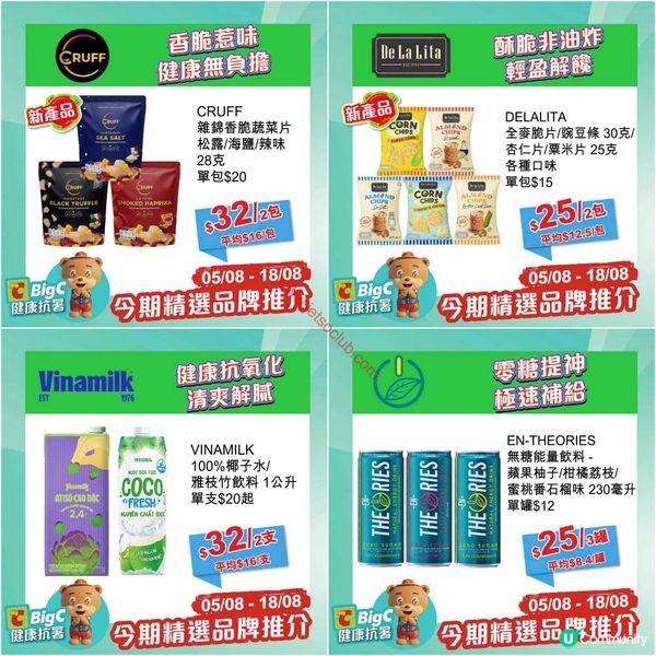 【BigC 健康賞】精選品牌激減！夏日健康零食、飲品、肉類一次掃！