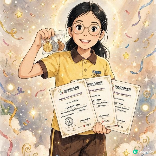恭喜雪嵐寶寶奪金章！🏓🥇