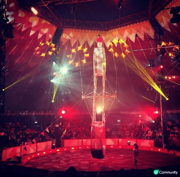 在香港，與家人一起去看不同的雜技團表演，非常精彩，拍手拍到手...