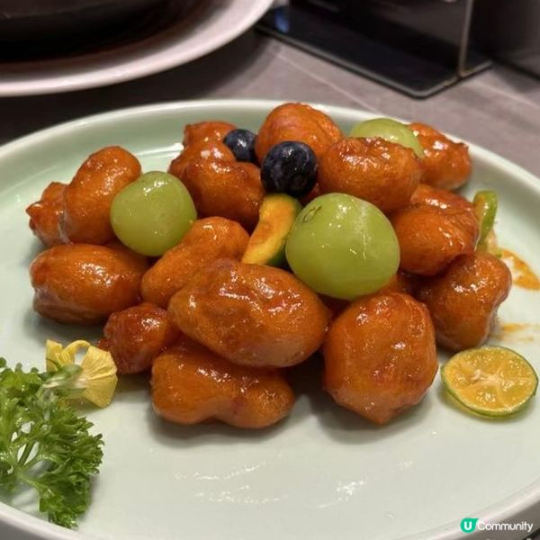 青提糖醋肉，糖醋肉外皮香脆美味，肉嫩多汁，酸酸甜甜很開胃