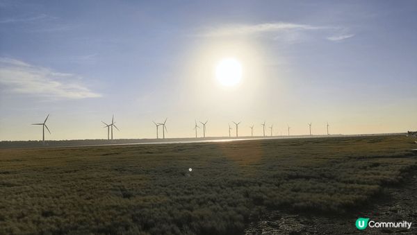 台中高美濕地日落十分溫暖美麗，風力發電機更是增添秋意