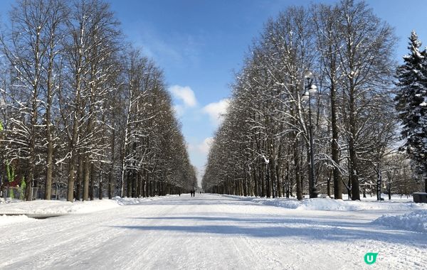 係聖彼得堡的雪景如同一幅夢幻的畫卷，白雪覆蓋著宏偉的建築和寧...