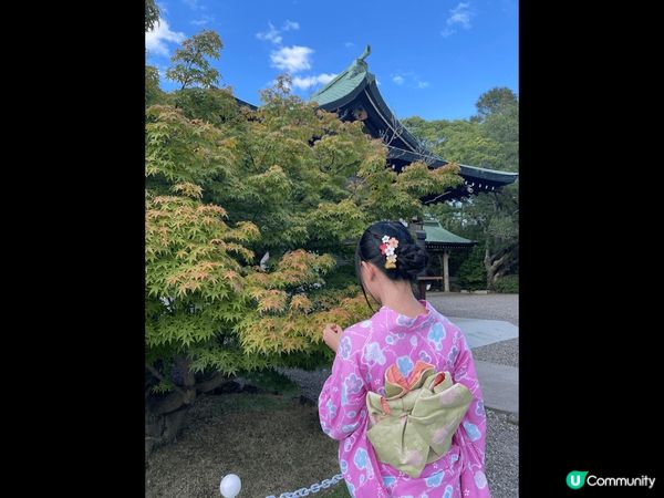 日本大阪城，藍天白雲，着和服瀏覽日本大阪城，吸收大自然新鮮空...