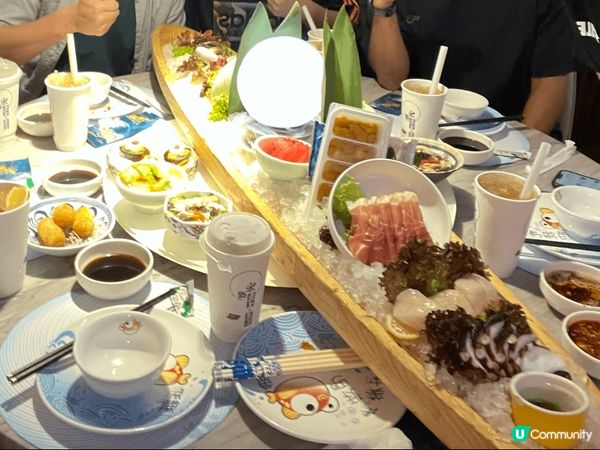 家嫂！食刺身船，之後雞煲，然後打邊爐！小菜任食??特色飲品無...