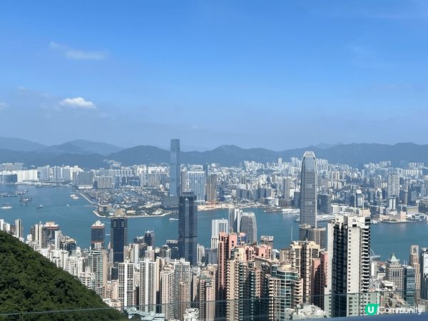 香港標誌性地標 藍天白雲 俯瞰香港景色 美麗的香港