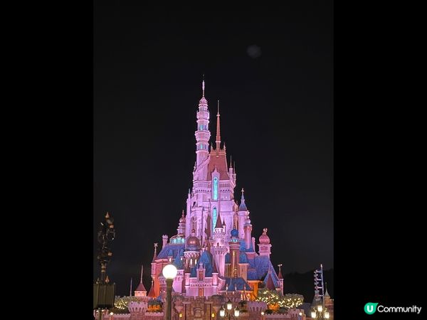 聖誕樹又大又靚，係廣場正中央，出入樂園必經之地，夜晚亮燈後真...