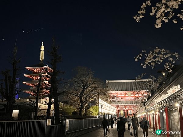 東京淺草站淺草雷門寺的日與夜，有很多店鋪給遊客購物及吃東西！...