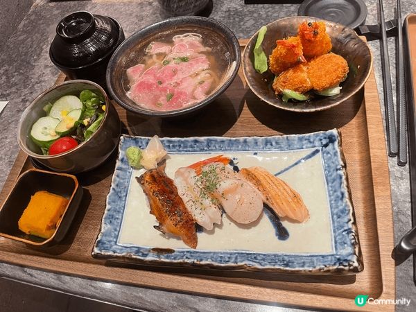 千兩午餐選擇多，配搭份量亦啱啱好，壽司🍣烏冬質素高。