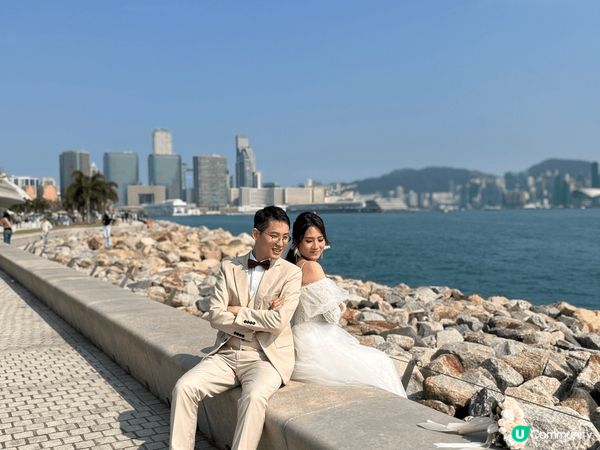 我在西九影婚紗相，那裏非常漂亮，有香港著名的維多利亞港景和一...