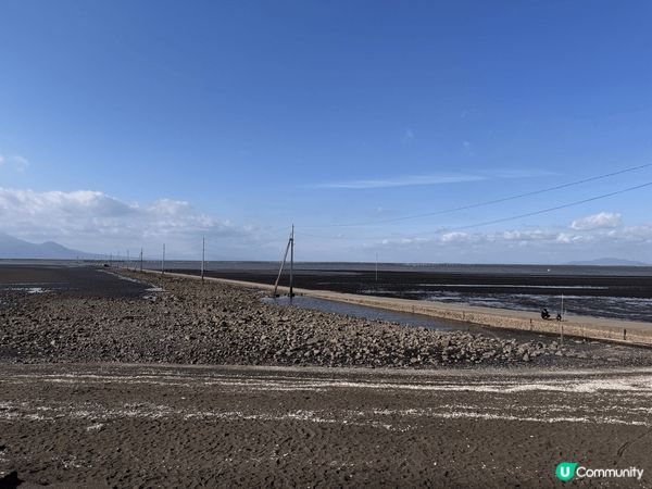 位於日本四國熊本縣阿部田海床路，有著日本第一大潮汐落差的有明...