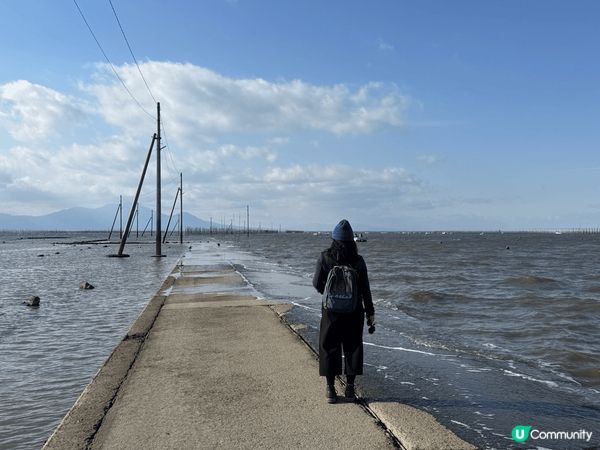 位於日本四國熊本縣阿部田海床路，有著日本第一大潮汐落差的有明...