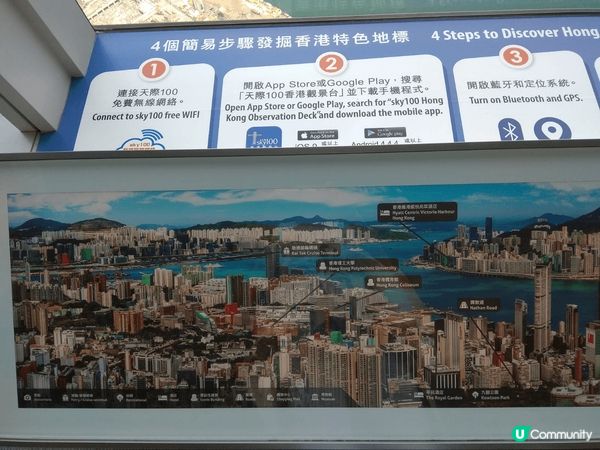 Sky100 係香港位處最高點嘅室內觀景台，九龍區最高觀景台...
