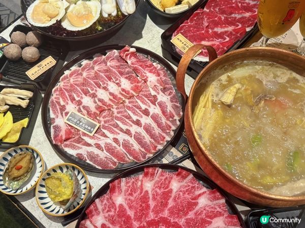 牛大人「日本黑毛和牛A4+」套餐。嘗盡靚牛肉及矜貴鮑魚