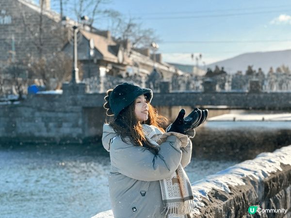 一月落緊雪嘅小樽運河，同情侶一齊行過非常浪漫