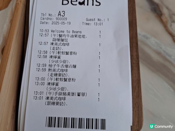 5位朋友仔，今日選擇了Beans荳子食午餐，餐牌上的選擇雖然...