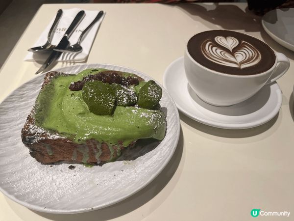 香濃抹茶紅豆法式西多士配抹茶蕨餅 
