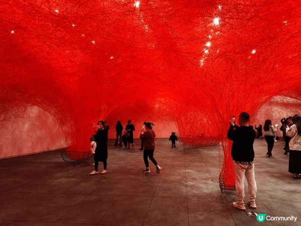 一入展場就被紅線包圍，好似人嘅血管咁交織成網，真係好震撼！鹽...