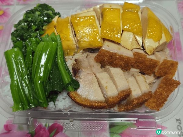 本區小店燒肉雞飯雙拼飯，又平又靚又大盒又好味！