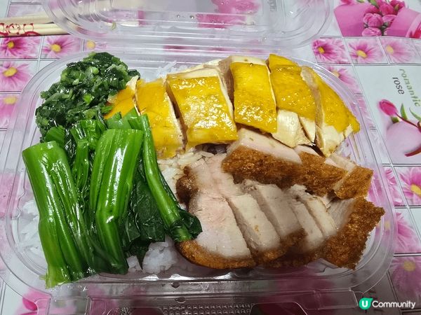 本區小店燒肉雞飯雙拼飯，又平又靚又大盒又好味！