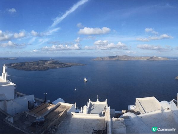 希臘 Santorini 聖托里尼島 壯觀的海景配上有名的藍...