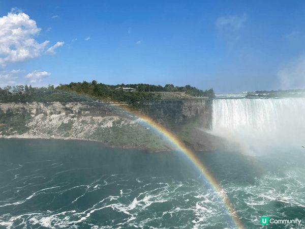 在繽紛彩虹和明媚陽光照耀下，欣賞澎湃洶湧的尼亞加拉大瀑布