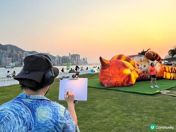 巨貓登場！🐈 維港晒月亮！😴