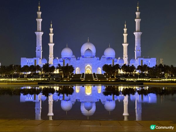 【🌌阿布扎比清真寺倒影神位｜免費夜景攻略】