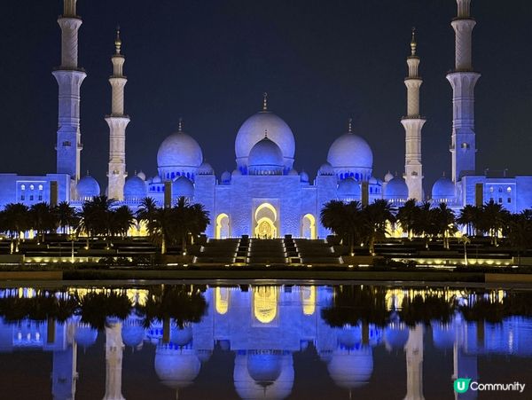 【🌌阿布扎比清真寺倒影神位｜免費夜景攻略】