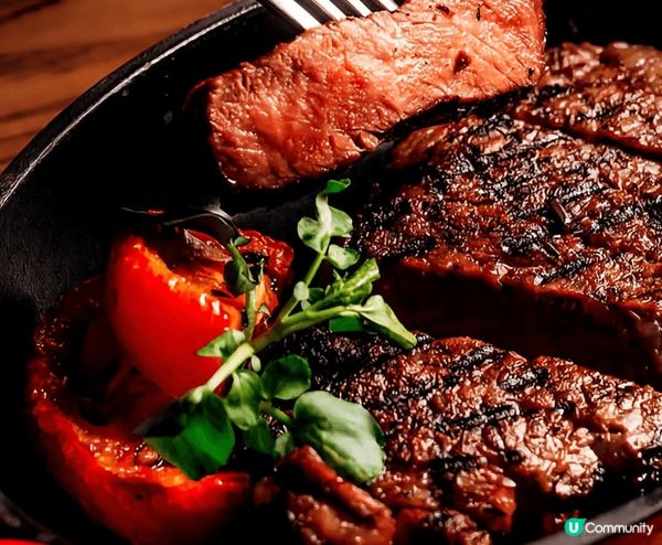 頭盤炒花甲及北海道帶子海膽配海苔，主菜Flank Steak...