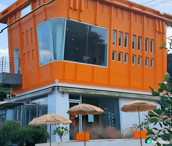 濟州Cafe the Container 巨型橙色手提藍外型...