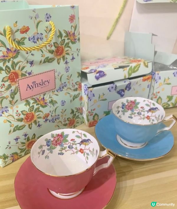 英國 Aynsley 安斯麗雀鳥系列骨瓷杯。