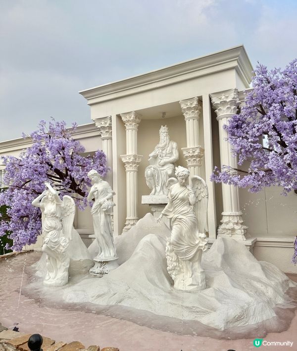 深圳龍岡關於藍打卡cafe場景又更新啦💜超浪漫羅馬風許願池⛲️