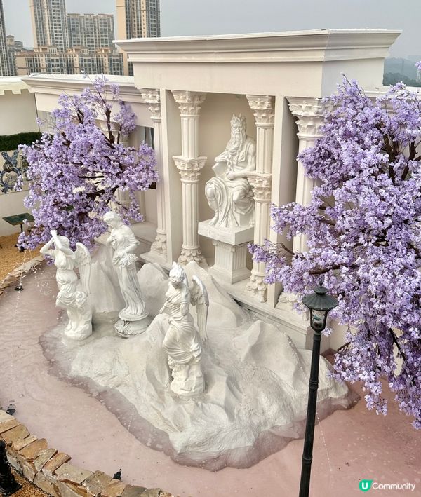 深圳龍岡關於藍打卡cafe場景又更新啦💜超浪漫羅馬風許願池⛲️