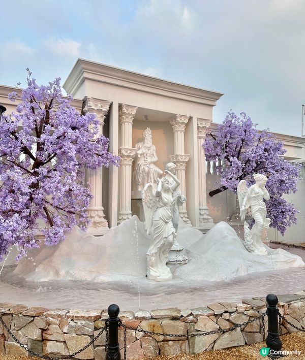 深圳龍岡關於藍打卡cafe場景又更新啦💜超浪漫羅馬風許願池⛲️