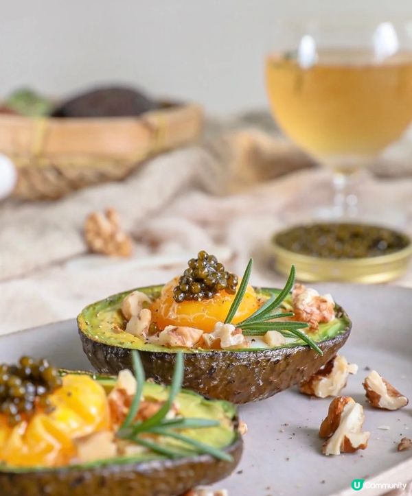 家庭版米其林料理！！魚子醬核桃牛油果焗蛋