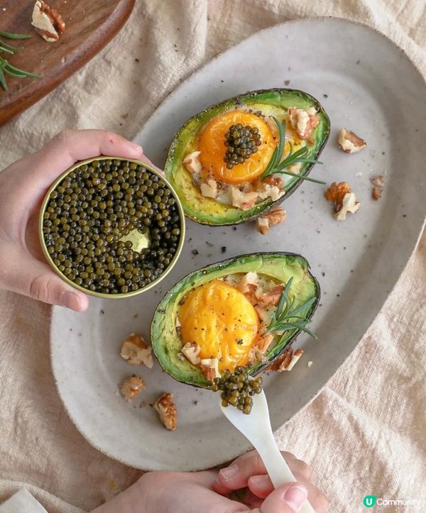 家庭版米其林料理！！魚子醬核桃牛油果焗蛋