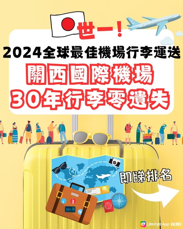 日本關西國際機場30年來行李零遺失‼️獲全球第1機場行李運送🌎