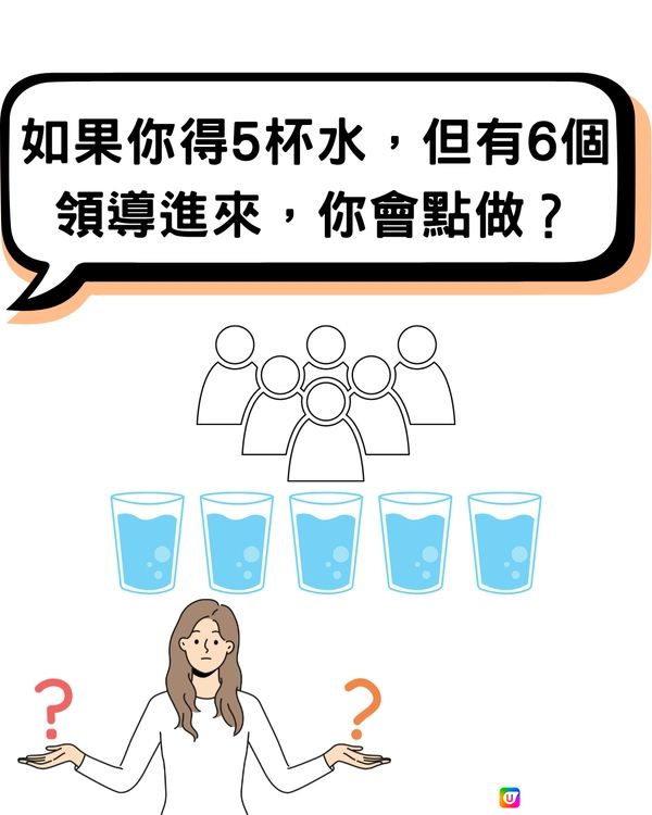 🧠面試官問：「如果你得5杯水，但有6個領導，你會點做？」