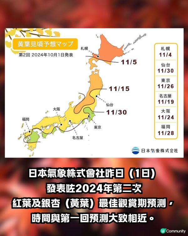 日本紅葉2024｜紅葉預測第2回出爐！🍁😍附東京7大觀賞名所推介🇯🇵