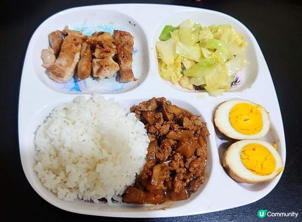 鹽酥雞扒冬菇肉燥飯