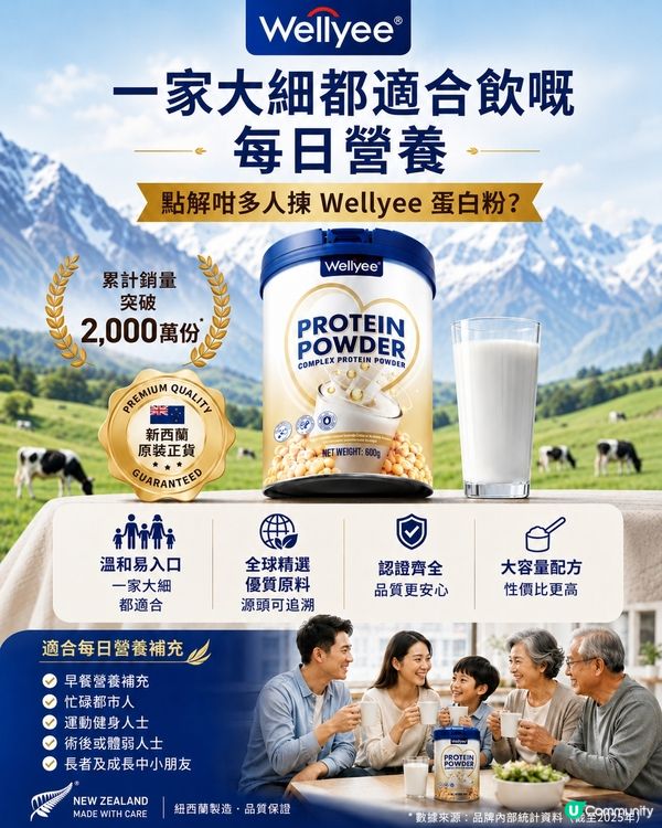 一家大細都啱飲嘅每日營養
點解咁多人揀 Wellyee 