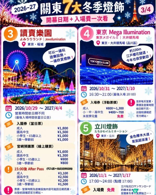 2026–27 關東冬季燈飾準備陸續登場啦✨