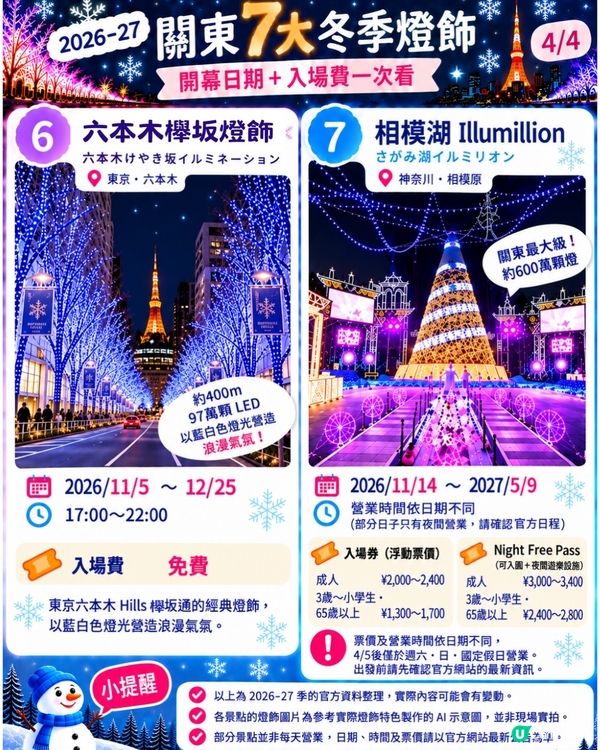 2026–27 關東冬季燈飾準備陸續登場啦✨