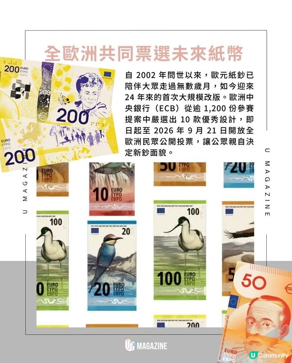 歐洲央行正式啟動新鈔投票!全民投票決定新貌！共10款入圍設計                                                  