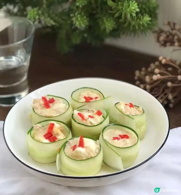 簡易碎蛋吞拿魚沙律青瓜卷