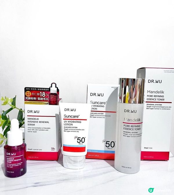 護膚好物！DR.WU杏仁酸精華+化妝水+保濕防曬
